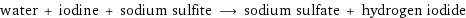 water + iodine + sodium sulfite ⟶ sodium sulfate + hydrogen iodide