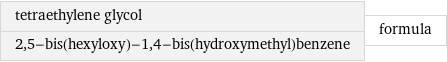 tetraethylene glycol 2, 5-bis(hexyloxy)-1, 4-bis(hydroxymethyl)benzene | formula