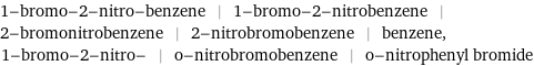 1-bromo-2-nitro-benzene | 1-bromo-2-nitrobenzene | 2-bromonitrobenzene | 2-nitrobromobenzene | benzene, 1-bromo-2-nitro- | o-nitrobromobenzene | o-nitrophenyl bromide