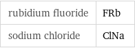 rubidium fluoride | FRb sodium chloride | ClNa