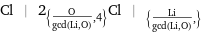 Cl | 2_({O/gcd(Li, O), 4})Cl | _({Li/gcd(Li, O), })