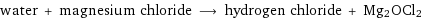 water + magnesium chloride ⟶ hydrogen chloride + Mg2OCl2