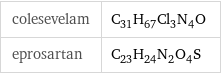 colesevelam | C_31H_67Cl_3N_4O eprosartan | C_23H_24N_2O_4S