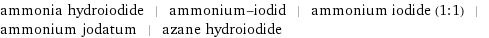 ammonia hydroiodide | ammonium-iodid | ammonium iodide (1:1) | ammonium jodatum | azane hydroiodide