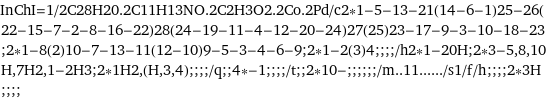 InChI=1/2C28H20.2C11H13NO.2C2H3O2.2Co.2Pd/c2*1-5-13-21(14-6-1)25-26(22-15-7-2-8-16-22)28(24-19-11-4-12-20-24)27(25)23-17-9-3-10-18-23;2*1-8(2)10-7-13-11(12-10)9-5-3-4-6-9;2*1-2(3)4;;;;/h2*1-20H;2*3-5, 8, 10H, 7H2, 1-2H3;2*1H2, (H, 3, 4);;;;/q;;4*-1;;;;/t;;2*10-;;;;;;/m..11....../s1/f/h;;;;2*3H;;;;