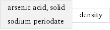 arsenic acid, solid sodium periodate | density