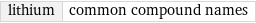 lithium | common compound names