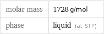 molar mass | 1728 g/mol phase | liquid (at STP)