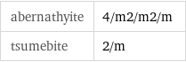 abernathyite | 4/m2/m2/m tsumebite | 2/m