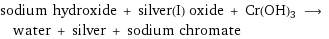 sodium hydroxide + silver(I) oxide + Cr(OH)3 ⟶ water + silver + sodium chromate