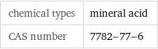 chemical types | mineral acid CAS number | 7782-77-6