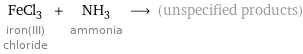 FeCl_3 iron(III) chloride + NH_3 ammonia ⟶ (unspecified products)