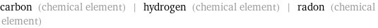 carbon (chemical element) | hydrogen (chemical element) | radon (chemical element)