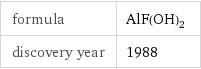 formula | AlF(OH)_2 discovery year | 1988