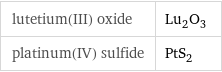 lutetium(III) oxide | Lu_2O_3 platinum(IV) sulfide | PtS_2