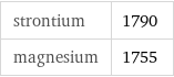 strontium | 1790 magnesium | 1755