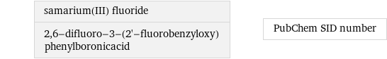 samarium(III) fluoride 2, 6-difluoro-3-(2'-fluorobenzyloxy)phenylboronicacid | PubChem SID number