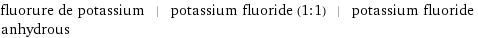 fluorure de potassium | potassium fluoride (1:1) | potassium fluoride anhydrous