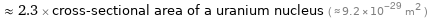  ≈ 2.3 × cross-sectional area of a uranium nucleus ( ≈ 9.2×10^-29 m^2 )