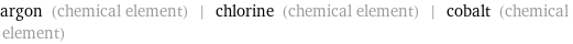 argon (chemical element) | chlorine (chemical element) | cobalt (chemical element)