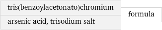 tris(benzoylacetonato)chromium arsenic acid, trisodium salt | formula