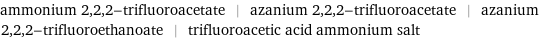 ammonium 2, 2, 2-trifluoroacetate | azanium 2, 2, 2-trifluoroacetate | azanium 2, 2, 2-trifluoroethanoate | trifluoroacetic acid ammonium salt