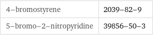 4-bromostyrene | 2039-82-9 5-bromo-2-nitropyridine | 39856-50-3
