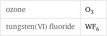 ozone | O_3 tungsten(VI) fluoride | WF_6