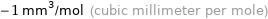 -1 mm^3/mol (cubic millimeter per mole)