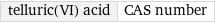 telluric(VI) acid | CAS number