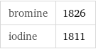 bromine | 1826 iodine | 1811