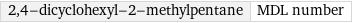 2, 4-dicyclohexyl-2-methylpentane | MDL number