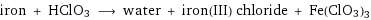 iron + HClO3 ⟶ water + iron(III) chloride + Fe(ClO3)3