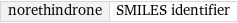 norethindrone | SMILES identifier