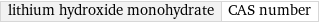 lithium hydroxide monohydrate | CAS number