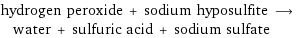 hydrogen peroxide + sodium hyposulfite ⟶ water + sulfuric acid + sodium sulfate