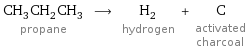 CH_3CH_2CH_3 propane ⟶ H_2 hydrogen + C activated charcoal