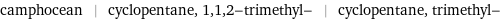 camphocean | cyclopentane, 1, 1, 2-trimethyl- | cyclopentane, trimethyl-