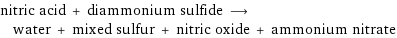 nitric acid + diammonium sulfide ⟶ water + mixed sulfur + nitric oxide + ammonium nitrate