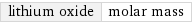 lithium oxide | molar mass