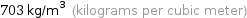 703 kg/m^3 (kilograms per cubic meter)