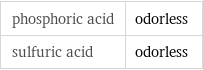 phosphoric acid | odorless sulfuric acid | odorless