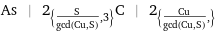 As | 2_({S/gcd(Cu, S), 3})C | 2_({Cu/gcd(Cu, S), })