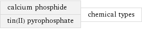 calcium phosphide tin(II) pyrophosphate | chemical types