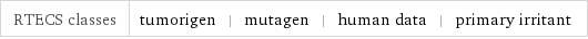 RTECS classes | tumorigen | mutagen | human data | primary irritant