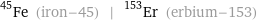 Fe-45 (iron-45) | Er-153 (erbium-153)