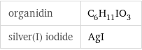 organidin | C_6H_11IO_3 silver(I) iodide | AgI