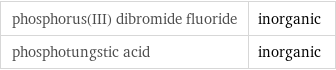 phosphorus(III) dibromide fluoride | inorganic phosphotungstic acid | inorganic