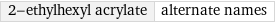 2-ethylhexyl acrylate | alternate names