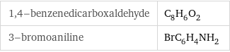 1, 4-benzenedicarboxaldehyde | C_8H_6O_2 3-bromoaniline | BrC_6H_4NH_2